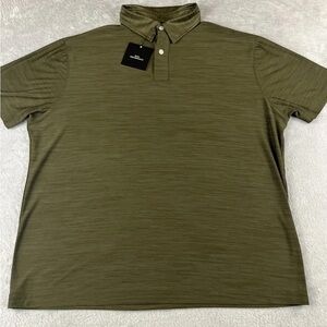 Brisk Performance mens olive green short sleeve 2 button polo shirt size Medium
